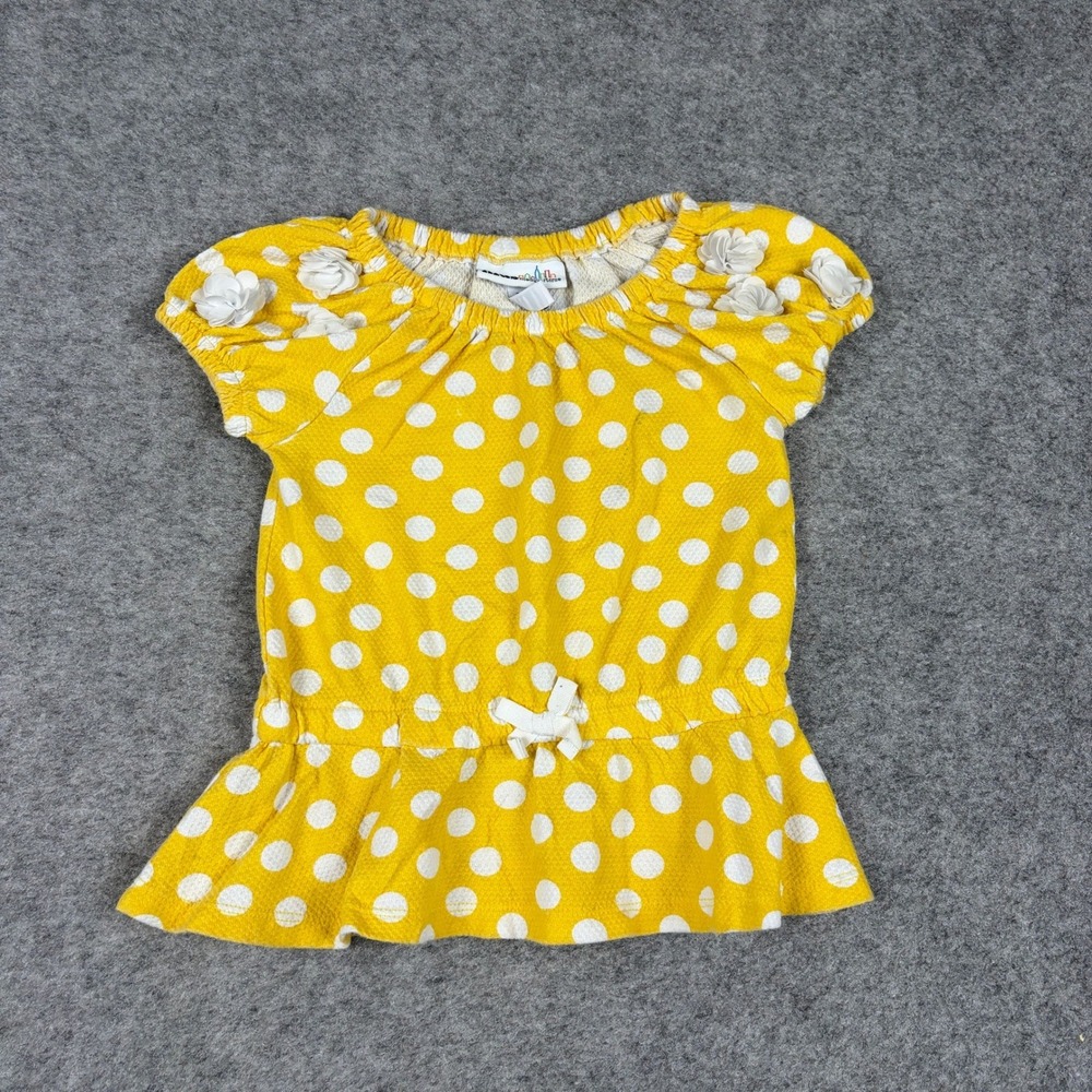 Kids Headquarters Top Toddler Girl 3T Yellow Polka Dot‎ 3D Floral Peplum Cute